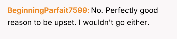 BeginningParfait7599 No. Perfectly good reason to be upset. I wouldn't...