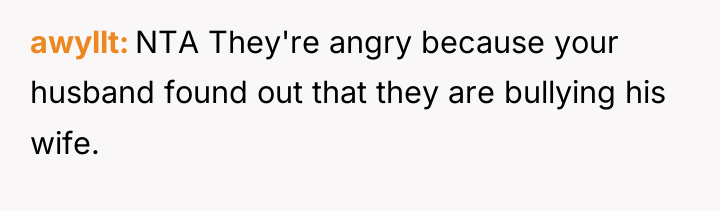 awyllt NTA They're angry because your husband found out that...