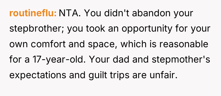 routineflu NTA. You didn't abandon your stepbrother; you took an...