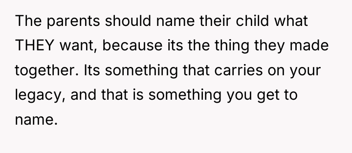 The parents should name their child what THEY want, because...