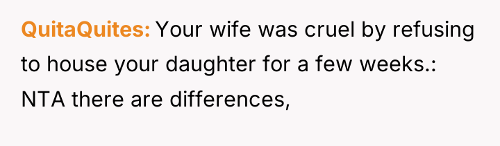 QuitaQuites Your wife was cruel by refusing to house your...