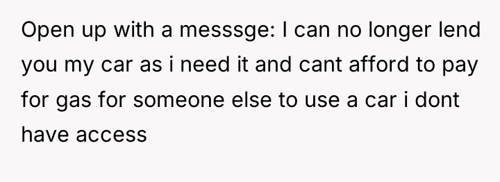 Open up with a messsge: I can no longer lend...
