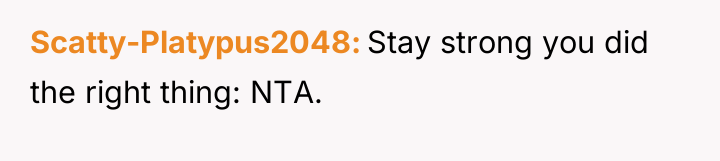 Scatty-Platypus2048 Stay strong you did the right thing: NTA.