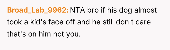 Broad_Lab_9962 NTA bro if his dog almost took a kid's...