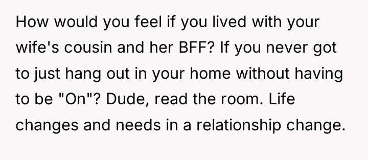 How would you feel if you lived with your wife's...