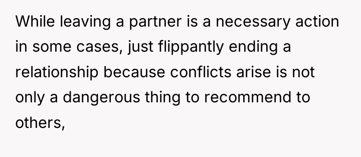 While leaving a partner is a necessary action in some...