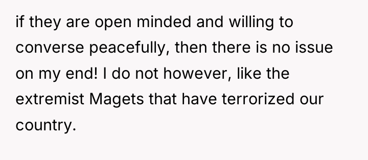 if they are open minded and willing to converse peacefully,...