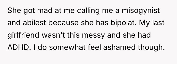 She got mad at me calling me a misogynist and...