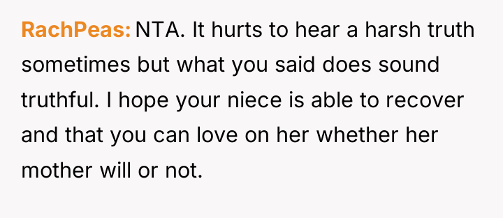 RachPeas NTA. It hurts to hear a harsh truth sometimes...