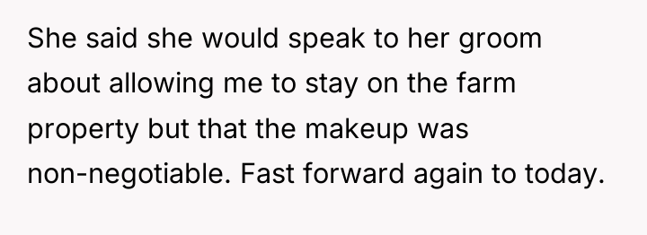 She said she would speak to her groom about allowing...