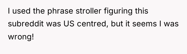 I used the phrase stroller figuring this subreddit was US...