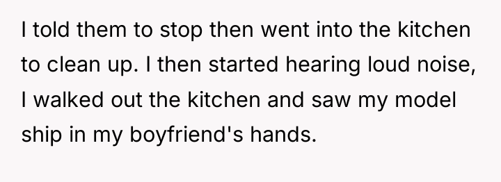 I told them to stop then went into the kitchen...