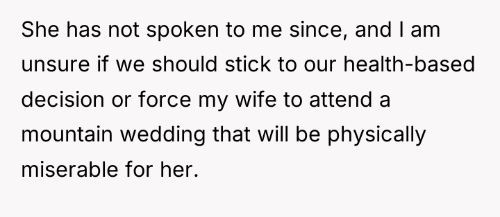 She has not spoken to me since, and I am...