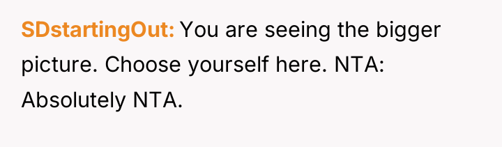 SDstartingOut You are seeing the bigger picture. Choose yourself here....