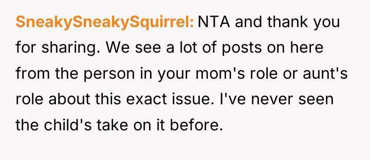 SneakySneakySquirrel NTA and thank you for sharing. We see a...