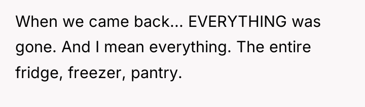 When we came back... EVERYTHING was gone. And I mean...