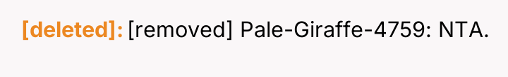 [deleted] [removed] Pale-Giraffe-4759: NTA.