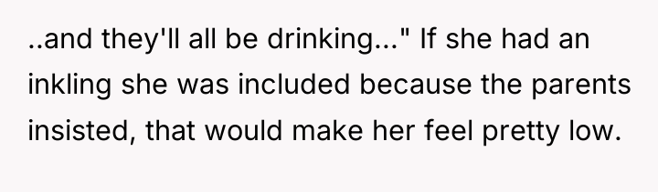 ..and they'll all be drinking..." If she had an inkling...