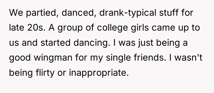 We partied, danced, drank-typical stuff for late 20s. A group...