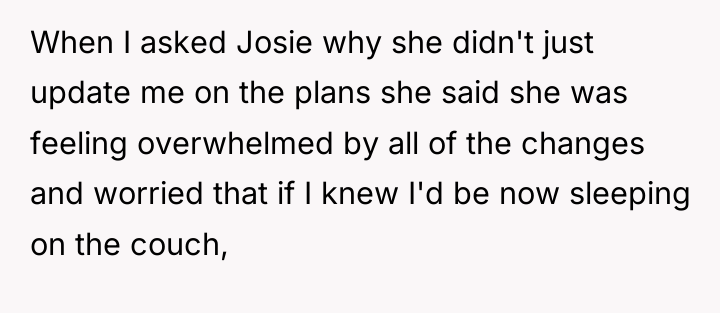When I asked Josie why she didn't just update me...