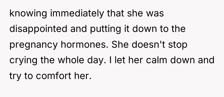 knowing immediately that she was disappointed and putting it down...