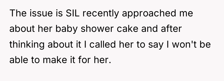 The issue is SIL recently approached me about her baby...