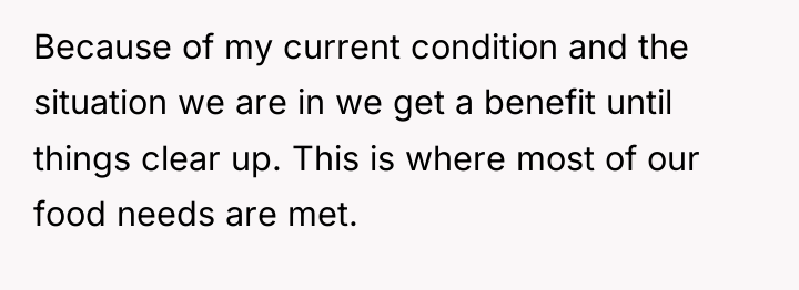 Because of my current condition and the situation we are...