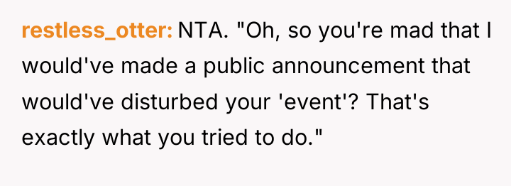 restless_otter NTA. "Oh, so you're mad that I would've made...