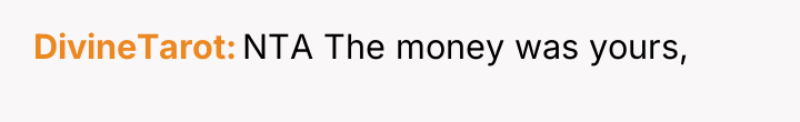 DivineTarot NTA The money was yours,