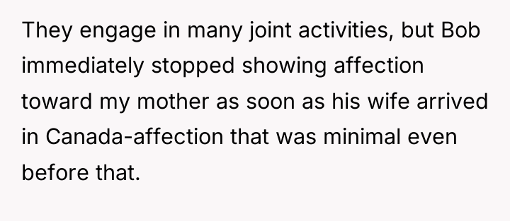 They engage in many joint activities, but Bob immediately stopped...