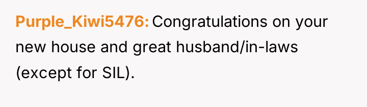 Purple_Kiwi5476 Congratulations on your new house and great husband/in-laws (except...