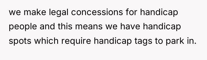 we make legal concessions for handicap people and this means...