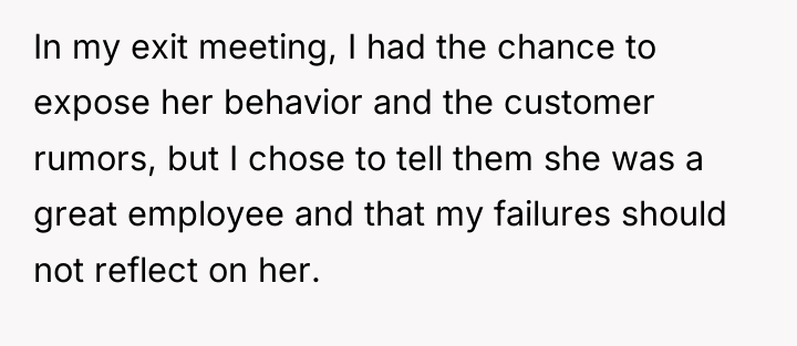 In my exit meeting, I had the chance to expose...