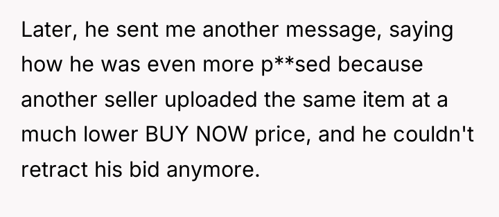 Later, he sent me another message, saying how he was...