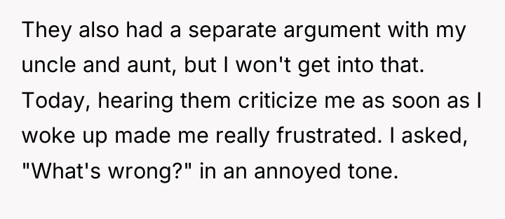 They also had a separate argument with my uncle and...