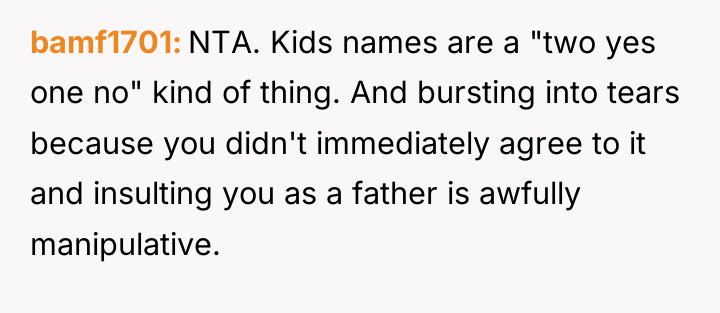 bamf1701 NTA. Kids names are a "two yes one no"...