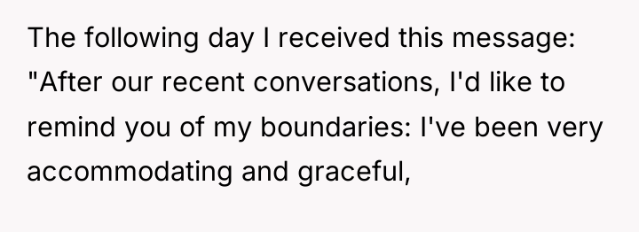 The following day I received this message: "After our recent...
