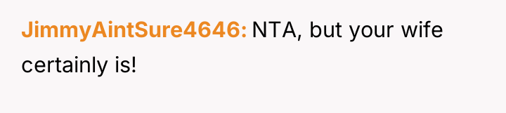 JimmyAintSure4646 NTA, but your wife certainly is!
