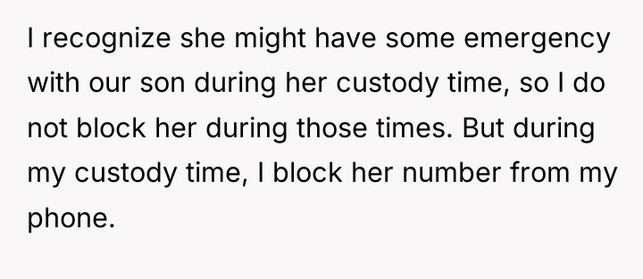 I recognize she might have some emergency with our son...