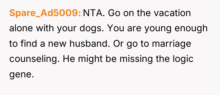 Spare_Ad5009 NTA. Go on the vacation alone with your dogs....