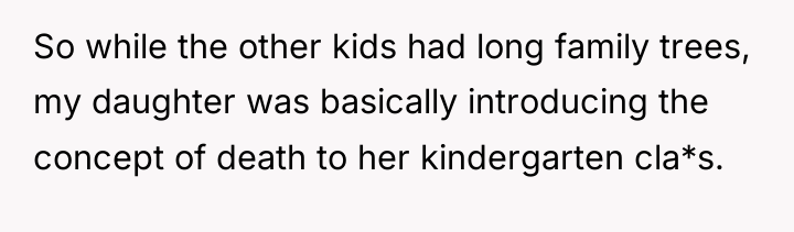 So while the other kids had long family trees, my...
