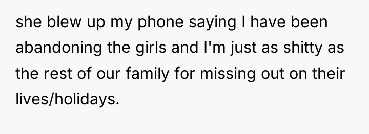 she blew up my phone saying I have been abandoning...