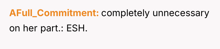 AFull_Commitment completely unnecessary on her part.: ESH.