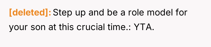 [deleted] Step up and be a role model for your...