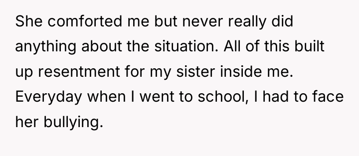 She comforted me but never really did anything about the...