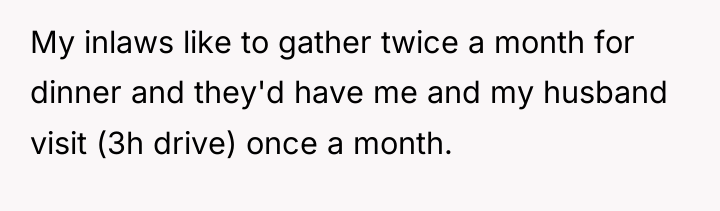 My inlaws like to gather twice a month for dinner...