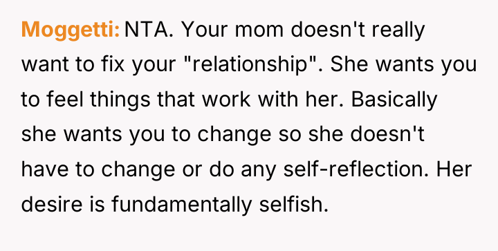 Moggetti NTA. Your mom doesn't really want to fix your...