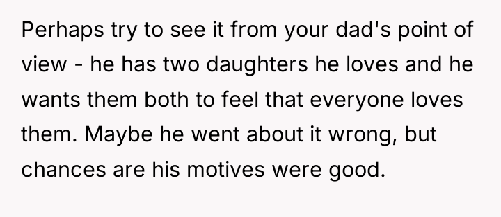 Perhaps try to see it from your dad's point of...