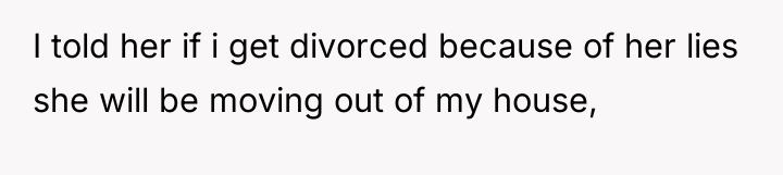 I told her if i get divorced because of her...
