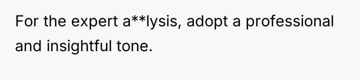 For the expert a**lysis, adopt a professional and insightful tone.